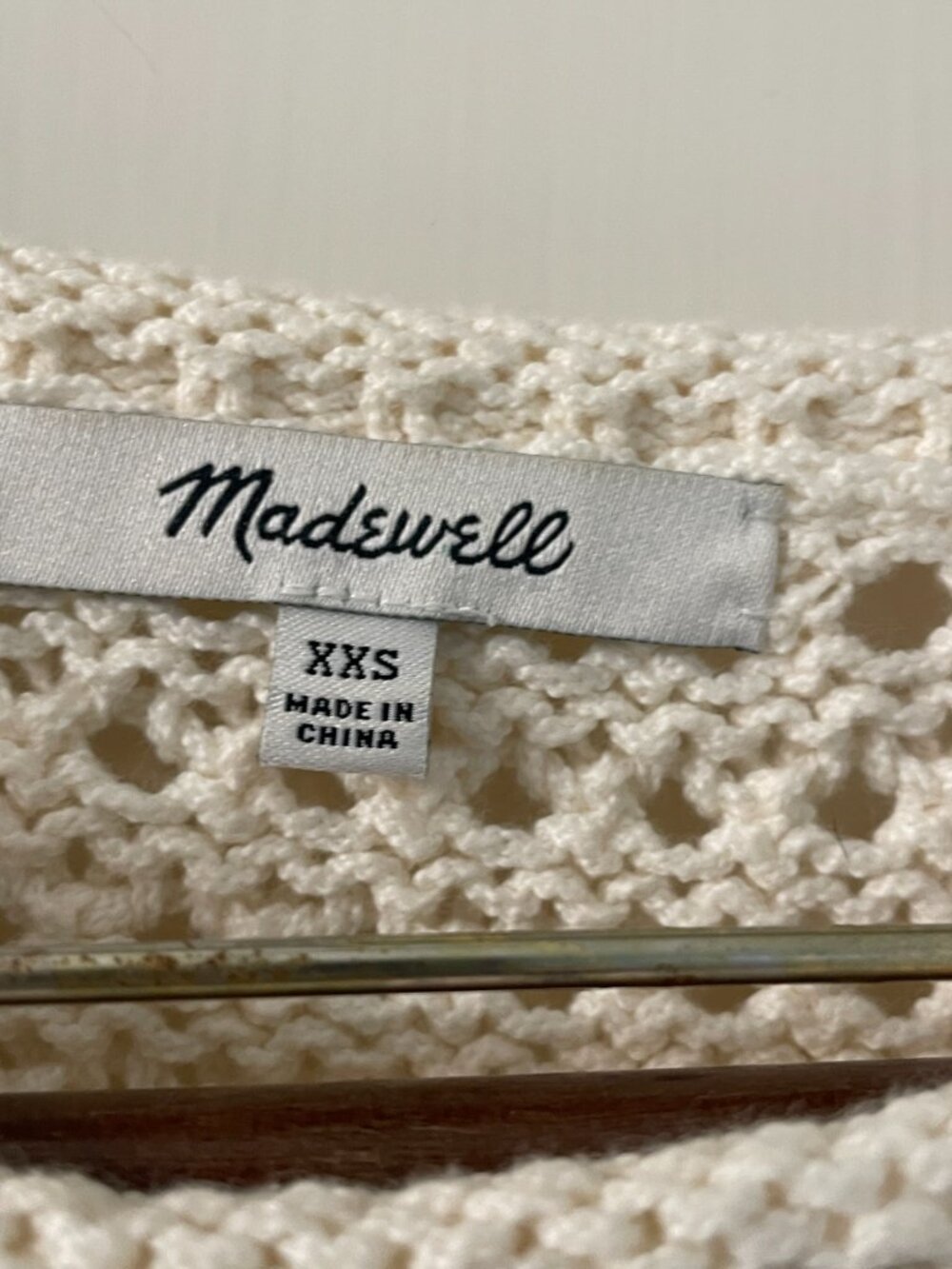 Madewell Pullover Sweater Open Stitch Austen in Cream Cotton Blend size XXS - Picture 4 of 9